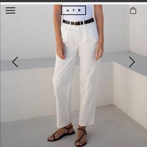AYR White Pleated Pants